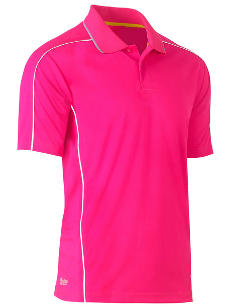 Cool Mesh Short Sleeve Polo with Reflective Piping