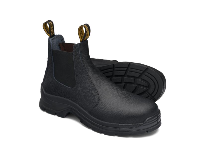 Black Print Leather Elastic Side Safety Boot