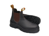 Brown Waxy Leather Elastic Side Safety Boot