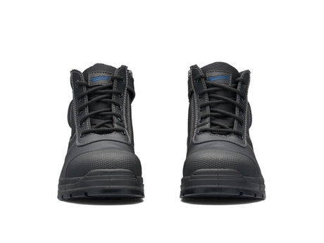 Black Leather Zip Side Ankle Safety Hiker.