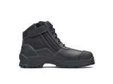 Black Leather Zip Side Ankle Safety Hiker.