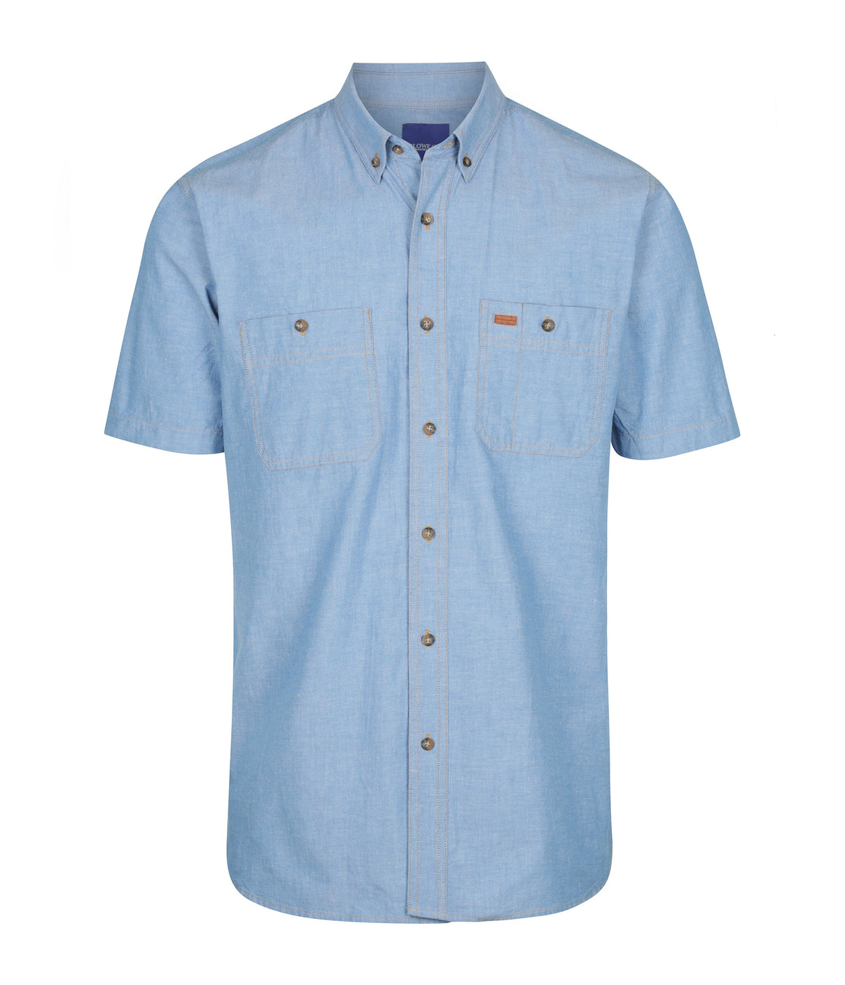 Mens Short Slv Chambray Shirt