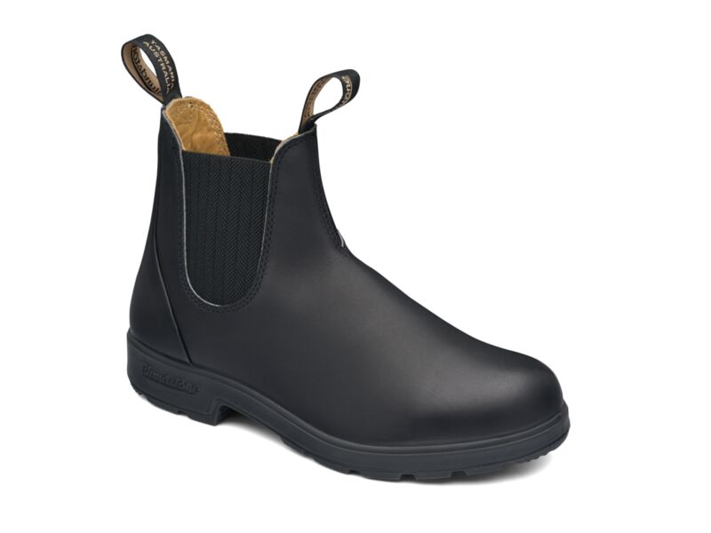 Black Premium Leather Elastic Side Boot