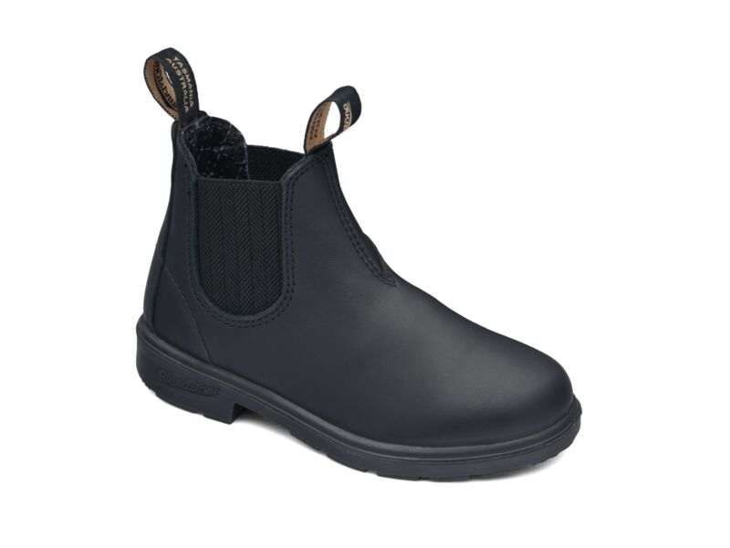 Child'S Black Premium Leather Elastic Side Boot