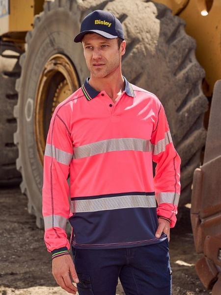 Taped Hi Vis Polyester Mesh Long Sleeve Polo