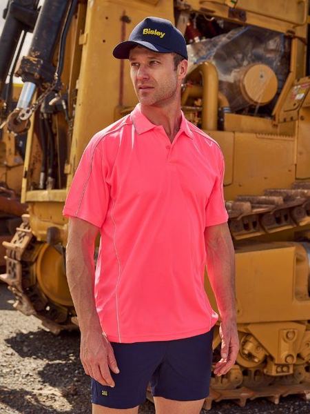 Cool Mesh Short Sleeve Polo with Reflective Piping