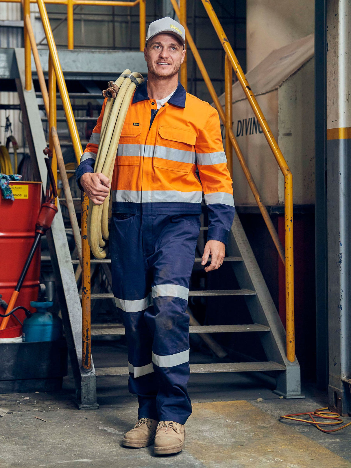 Taped Hi Vis Coverall with Waist Zip Opening