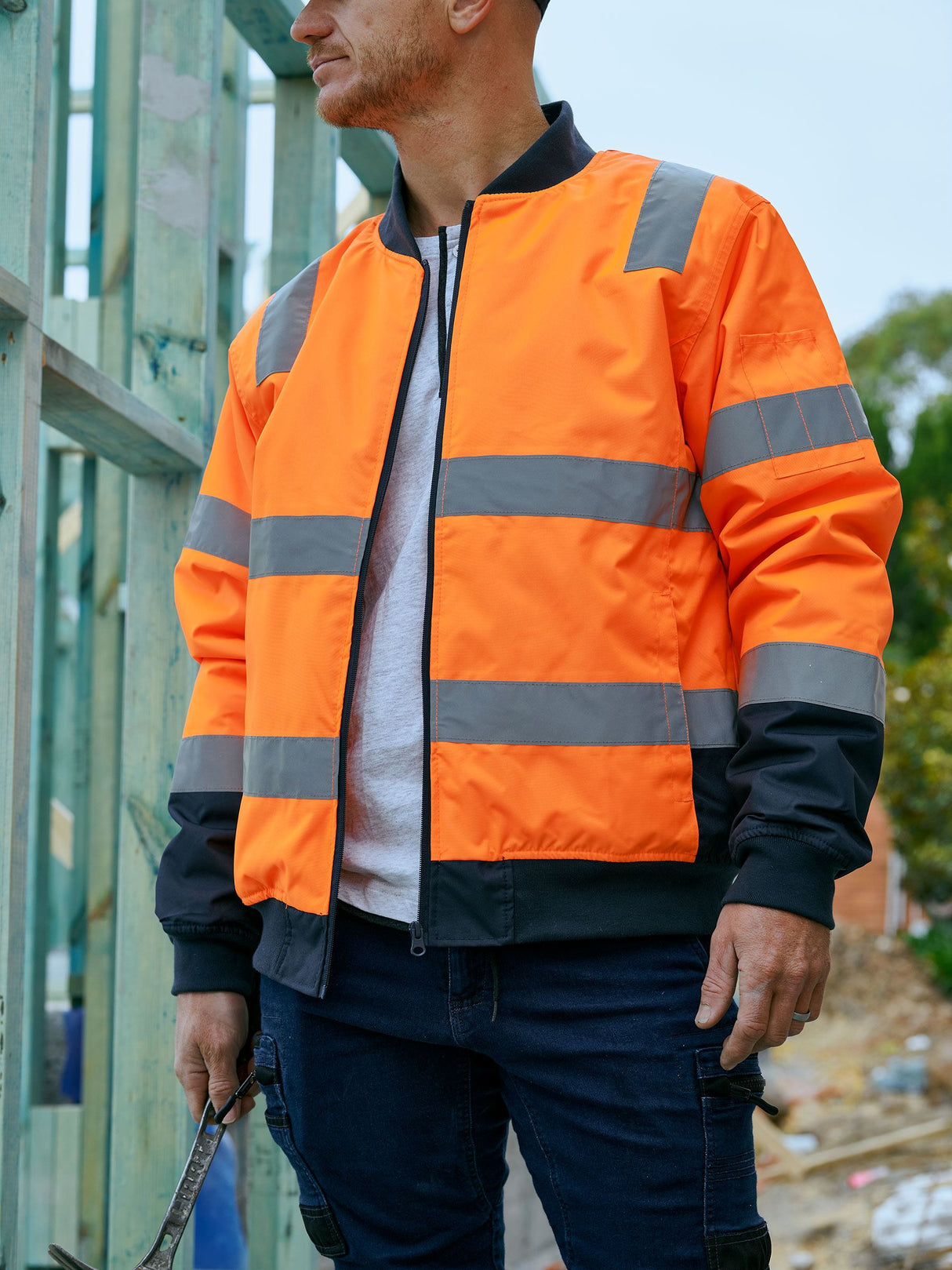 Taped Hi Vis Bomber Jacket with Padded Lining