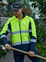 Taped Hi Vis Puffer Jacket with Stand Collar