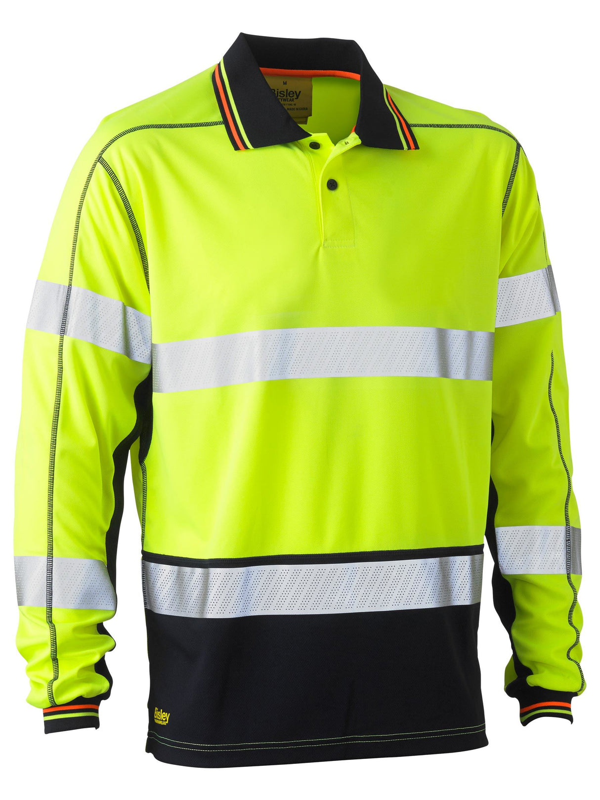 Taped Hi Vis Polyester Mesh Long Sleeve Polo