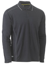 Cool Mesh Long Sleeve Polo with Reflective Piping