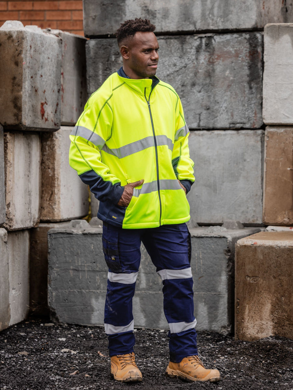 Men's Taped Hi Vis Zip Front Fleece