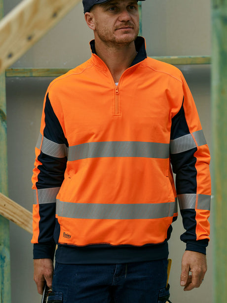 Taped Two Tone Hi Vis Contrast Stretchy 1/4 Zip Pullover