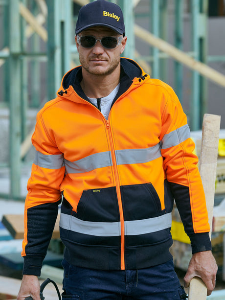 Taped Hi Vis Zip Fleece Hoodie with Sherpa Lining