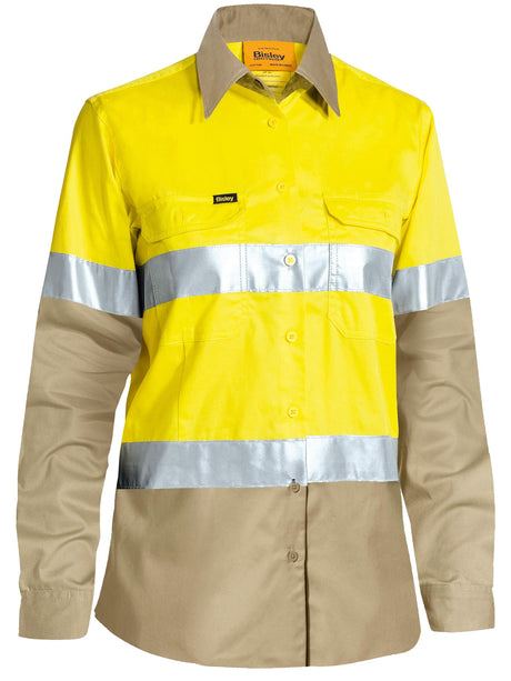 Women's Taped Hi Vis Cool Lightweight Long Sleeve Drill Shirt