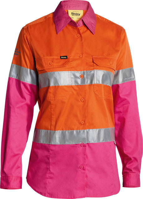 Women's Taped Hi Vis Cool Lightweight Long Sleeve Drill Shirt