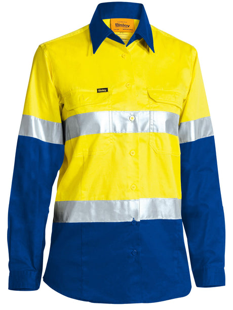 Women's Taped Hi Vis Cool Lightweight Long Sleeve Drill Shirt