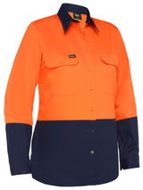 Women's Cool Lightweight Long Sleeve Hi Vis Drill Shirt