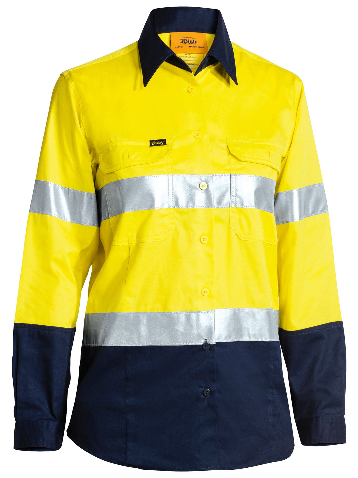 Women's Taped Hi Vis Cool Lightweight Long Gusset Sleeve Drill Shirt