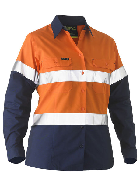 Recycle Women's Taped Two Tone Hi Vis Drill Shirt