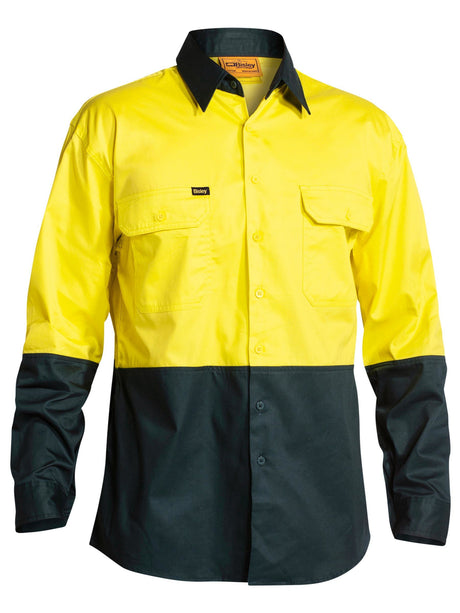 Hi Vis Cool Lightweight Long Sleeve Drill Shirt