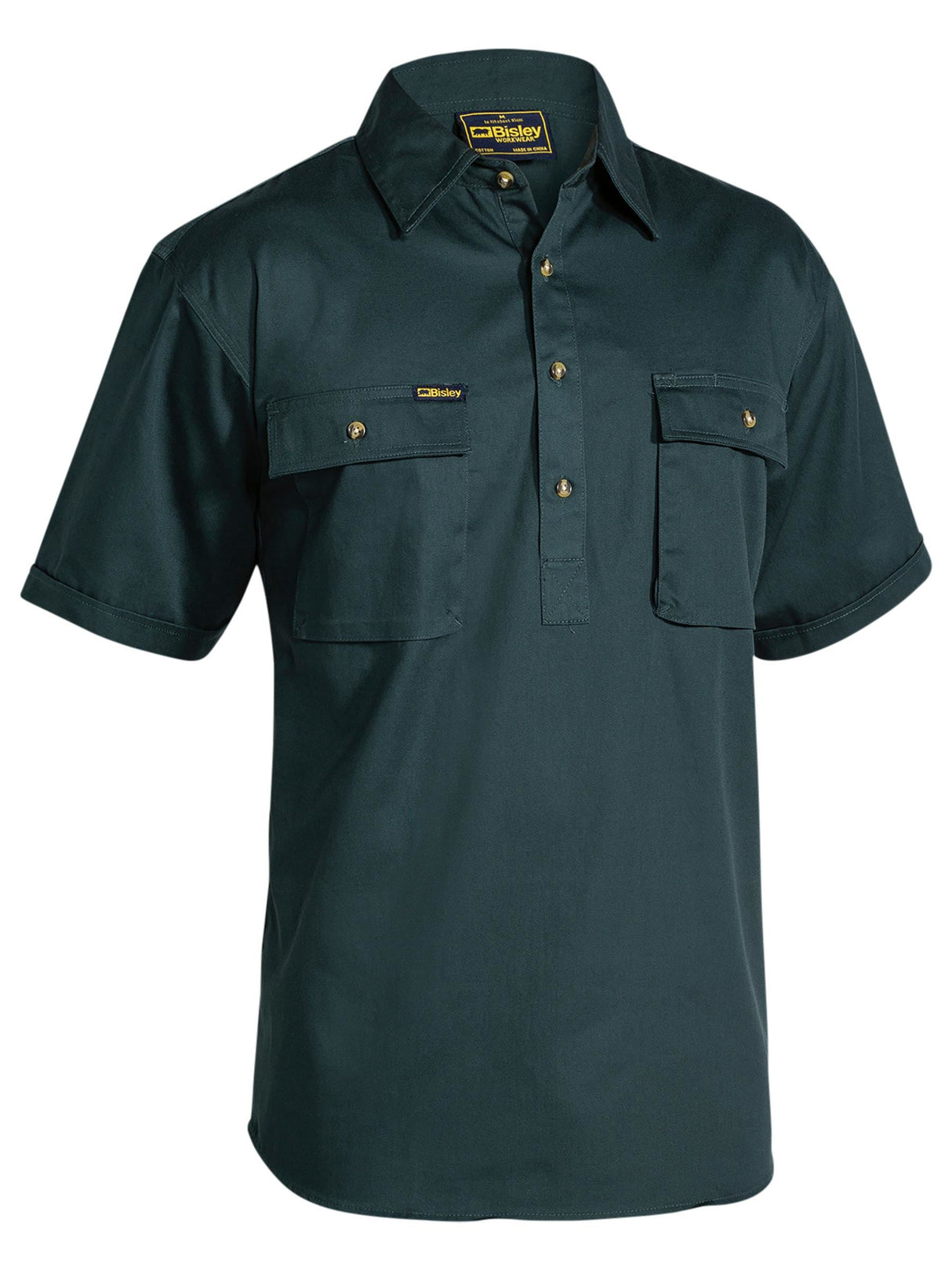 Closed Front Short Sleeve Cotton Drill Shirt