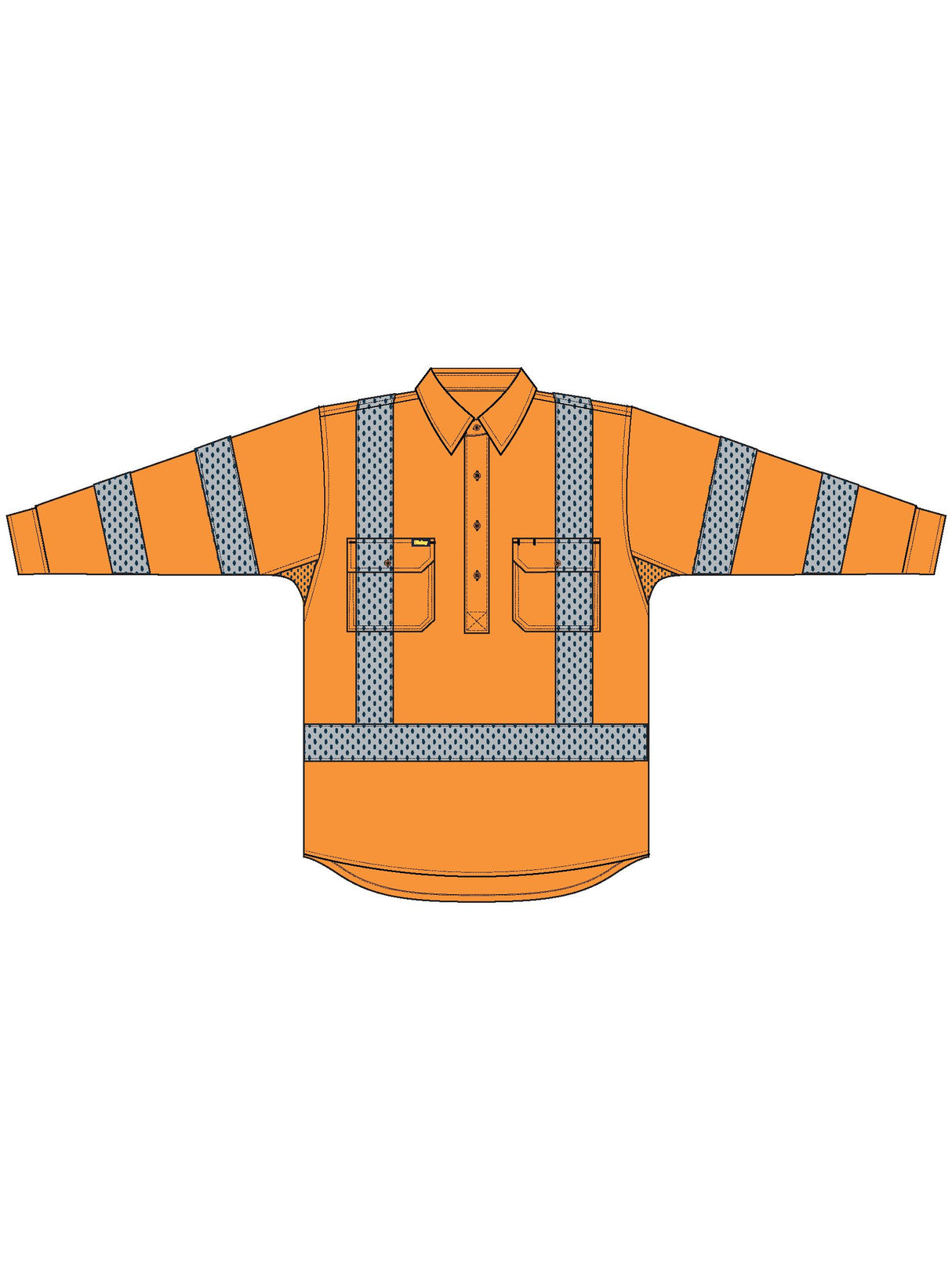 X Taped Closed Front Hi Vis Cool Lightweight Drill Shirt