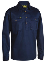 Closed Front Long Sleeve Cotton Drill Shirt