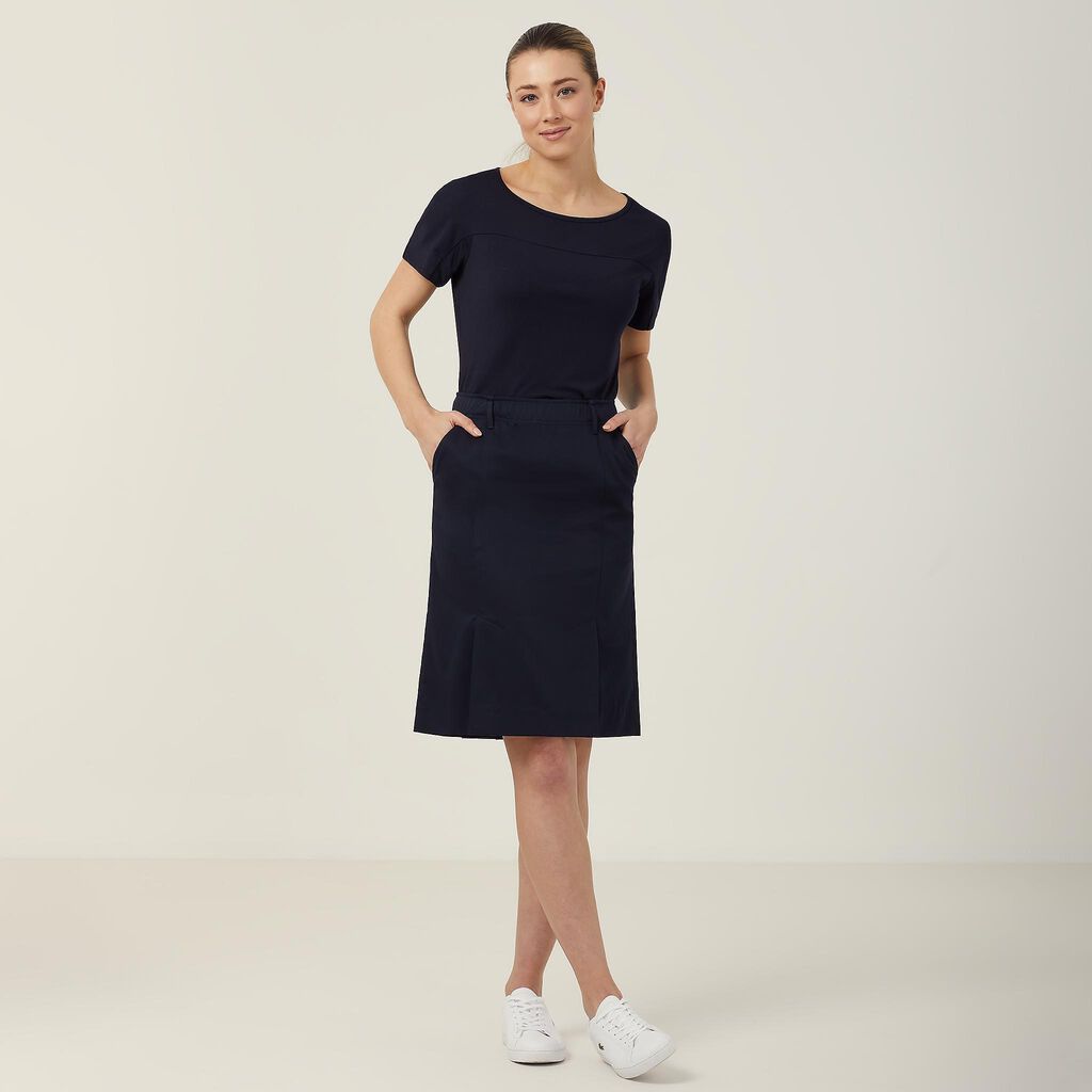 NNT P/V Gaberdine Flex Waist Box Pleat Skirt