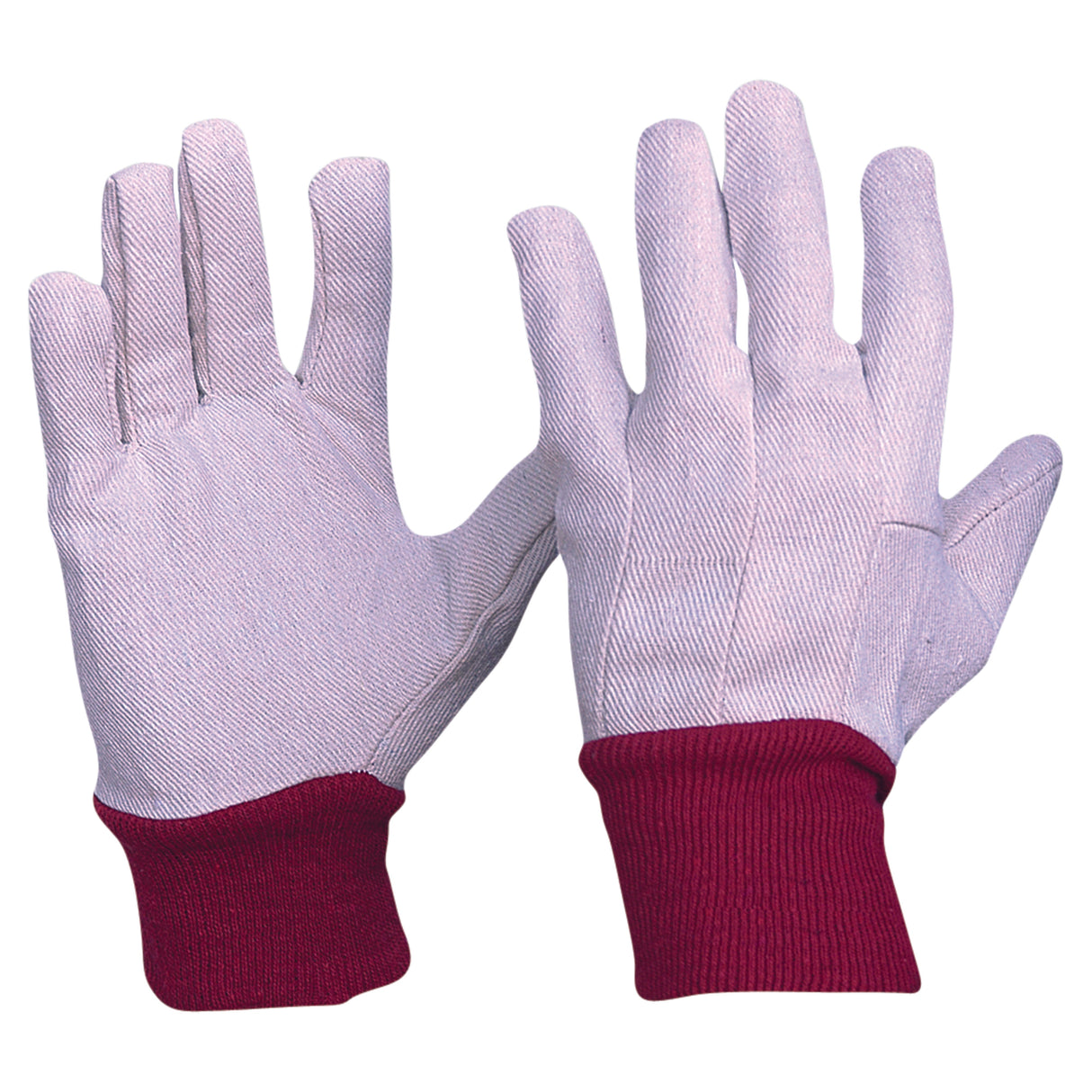 Cotton Drill Red Knit Wrist Gloves Ladies Size (12 Pair)