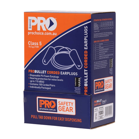 Probullet Disposable Earplugs Corded (100 Pairs)