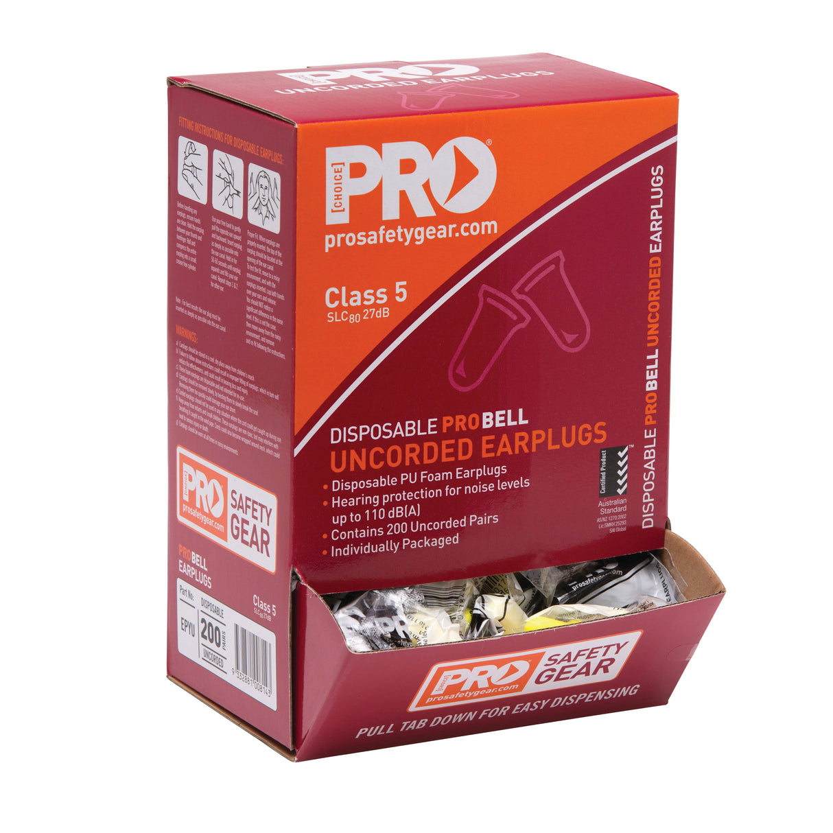 Probell Disposable Uncorded Earplugs Uncorded (200 Pairs)