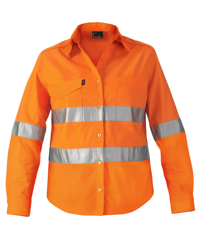 KingGee Workcool2 Womens Hi Vis Ref Shirt Long Sleeve