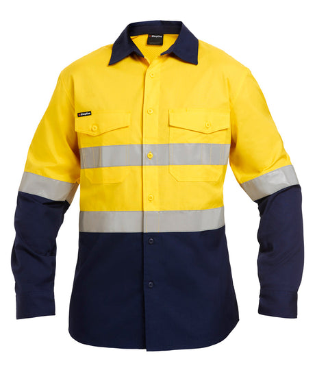 KingGee Mens Workcool2 Hi Vis Reflective Spliced Shirt Long Sleeve