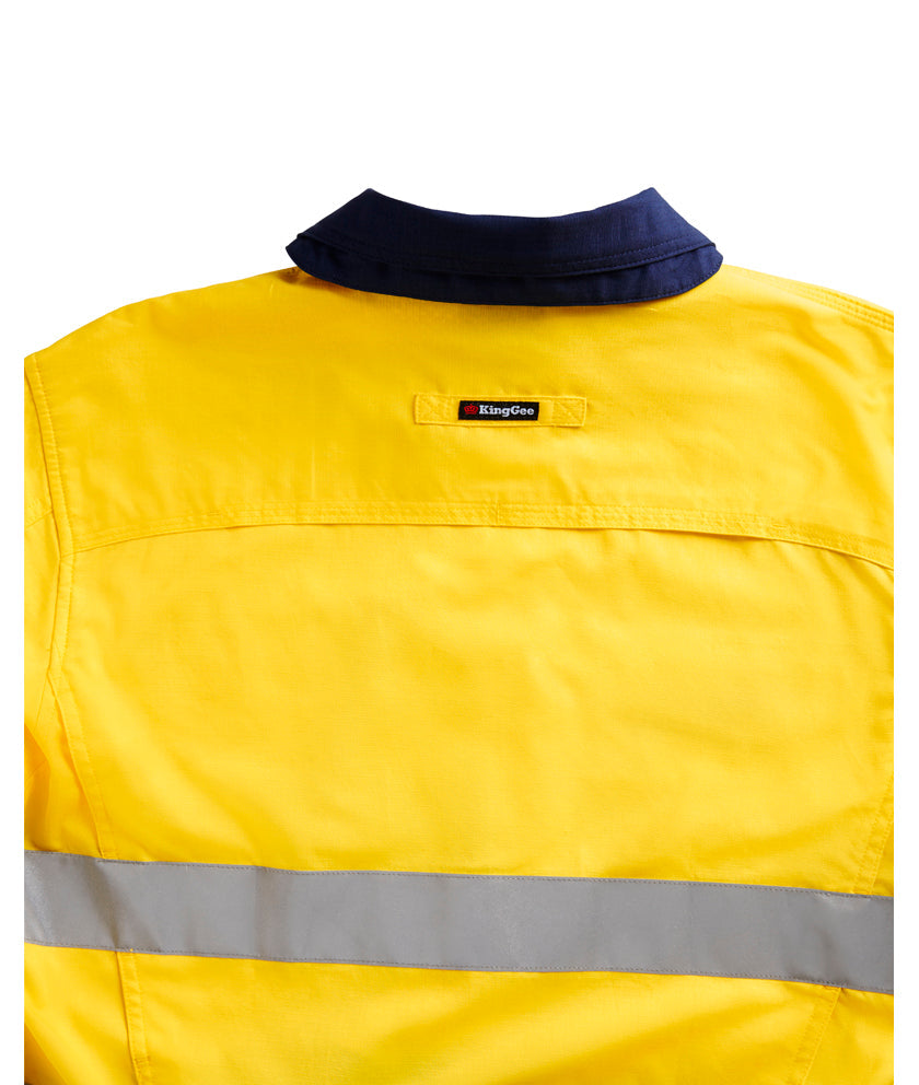 KingGee Mens Workcool2 Hi Vis Reflective Spliced Shirt Long Sleeve