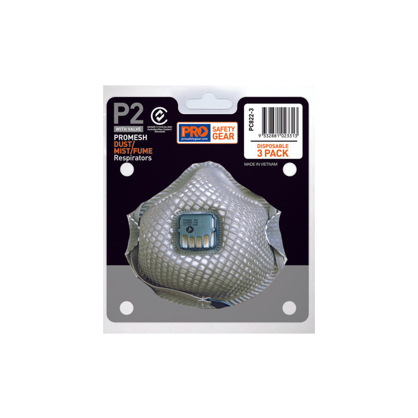 Dust Masks Promesh P2 + Valve / 3 Pack