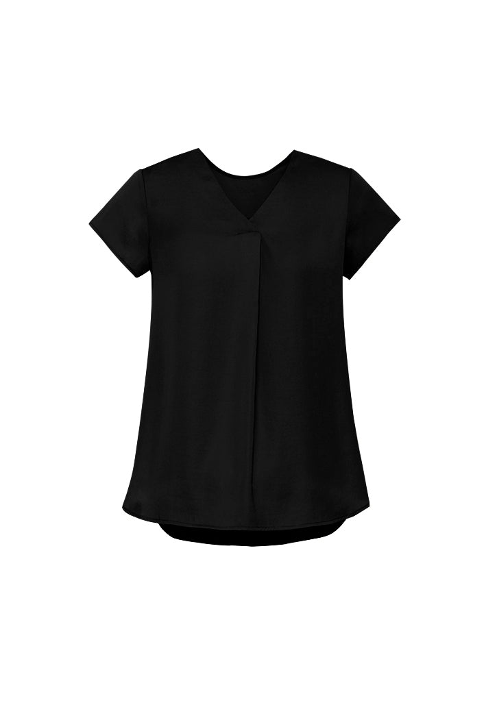 Womens Kayla V-Neck Pleat Blouse