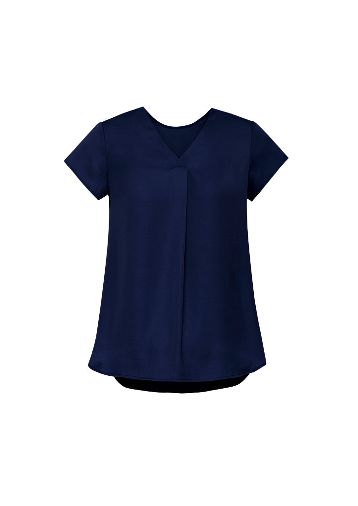 Womens Kayla V-Neck Pleat Blouse