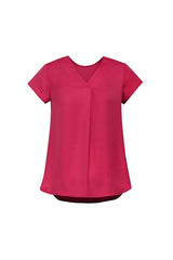 Womens Kayla V-Neck Pleat Blouse