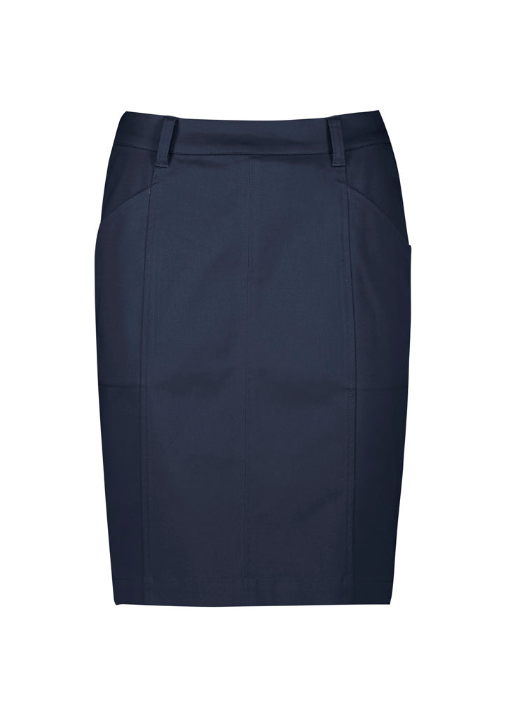 Womens Mid Waist Stretch Chino Skirt