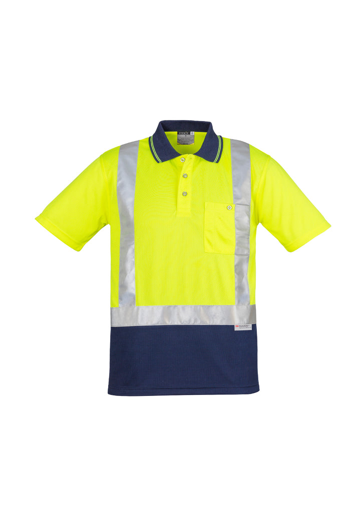 Mens Hi Vis Spliced Short Sleeve Polo - Shoulder Taped