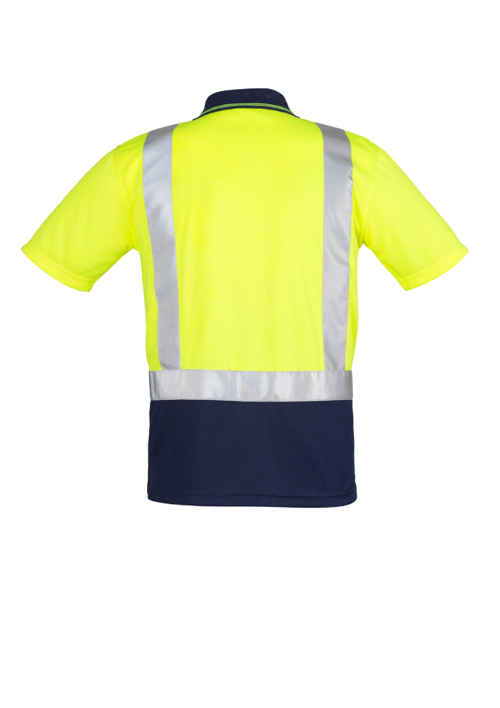 Mens Hi Vis Spliced Short Sleeve Polo - Shoulder Taped