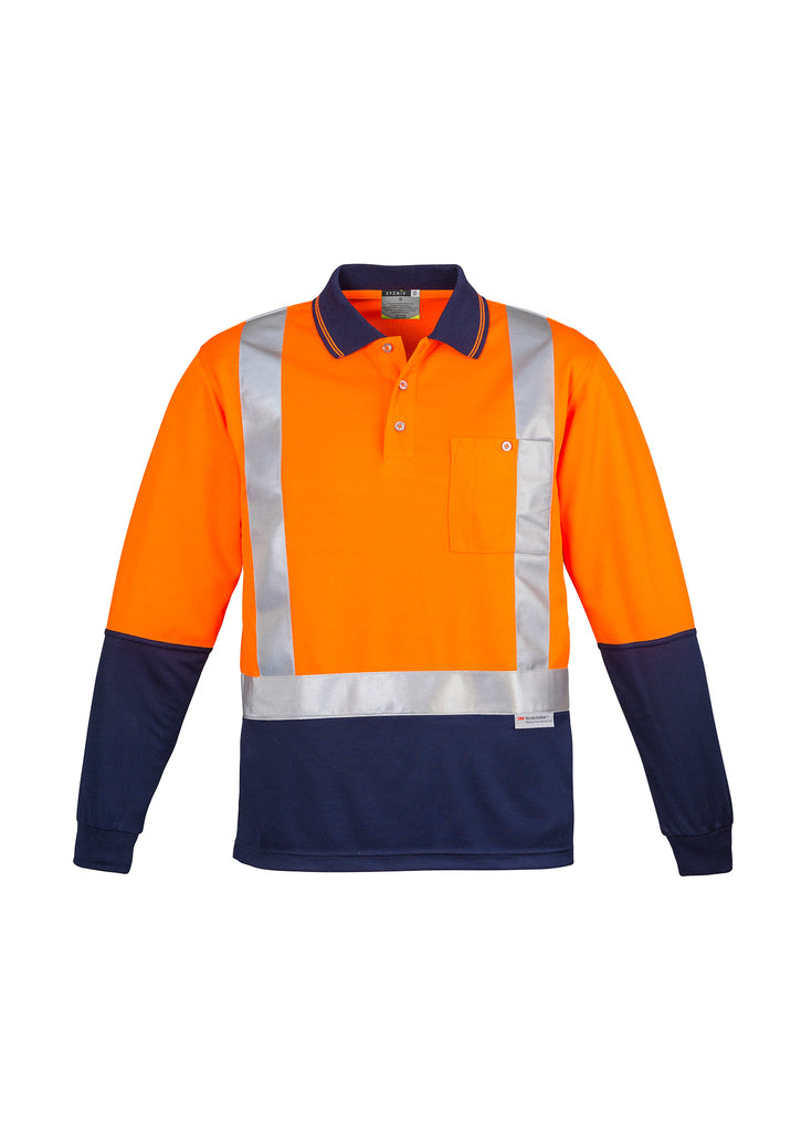 Mens Hi Vis Spliced Long Sleeve Polo - Shoulder Taped