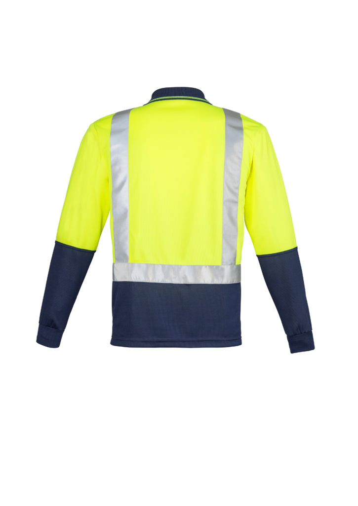 Mens Hi Vis Spliced Long Sleeve Polo - Shoulder Taped