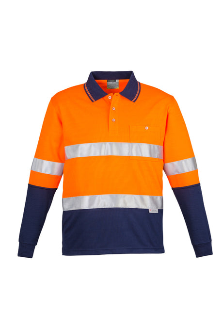 Mens Hi Vis Spliced Long Sleeve Polo - Hoop Taped