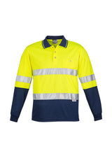 Mens Hi Vis Spliced Long Sleeve Polo - Hoop Taped