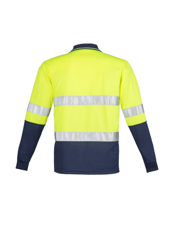 Mens Hi Vis Spliced Long Sleeve Polo - Hoop Taped