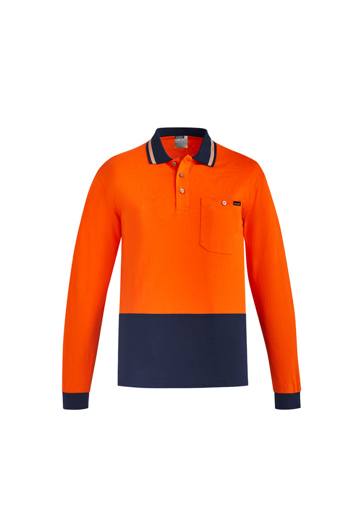 Mens Hi Vis Cotton Long Sleeve Polo