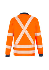 Unisex Hi Vis X Back NSW Rail Long Sleeve Polo