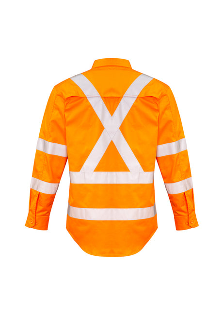 Mens Hi Vis X Back Taped Long Sleeve Shirt